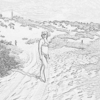 гравюра " девушка на пляже "