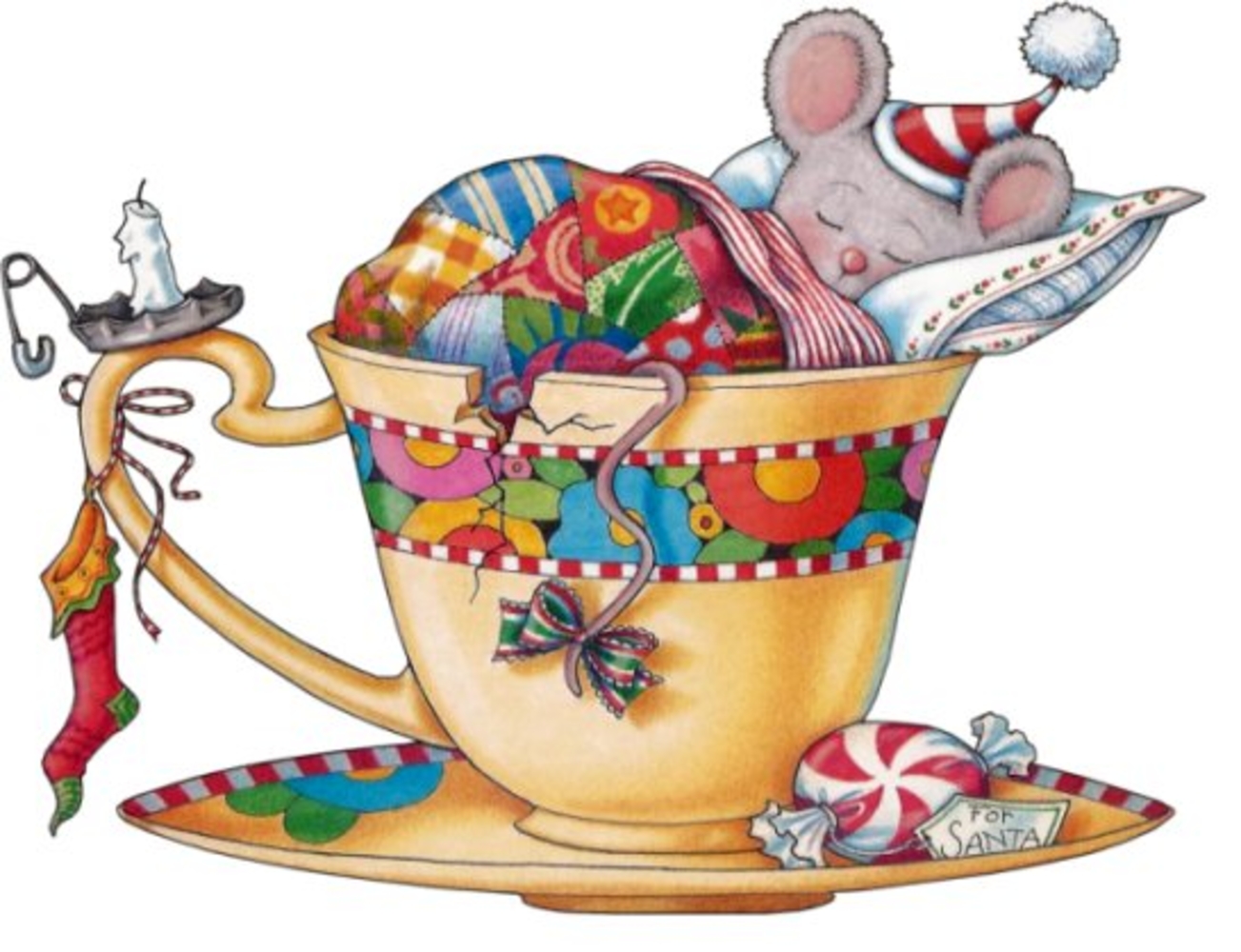 Мышь в чашке вышивка