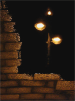 Ночь, улица, фонарь, брусчатка.