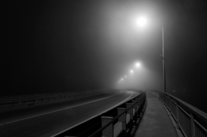 Ночная дорога в тумане