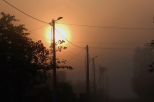  Туманное деревенское утро.