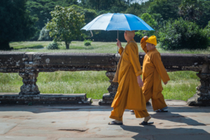 Монахи в желтом под голубым