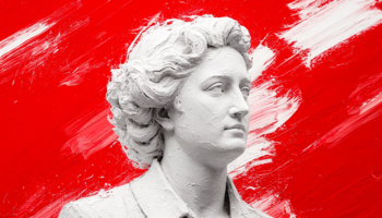 Портрет на красном фоне