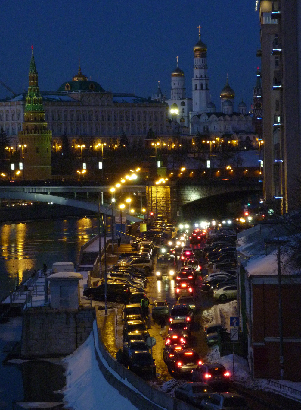 Москва Кремль зима ночь