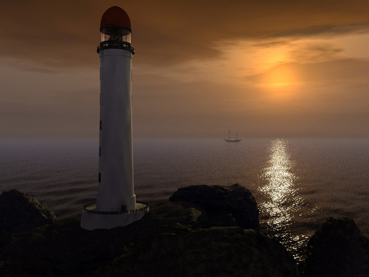 маяк на фоне заката