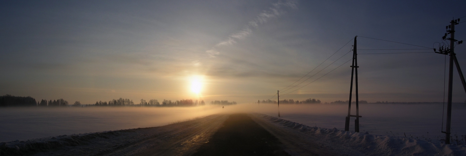 Дорога и снег (рассвет)