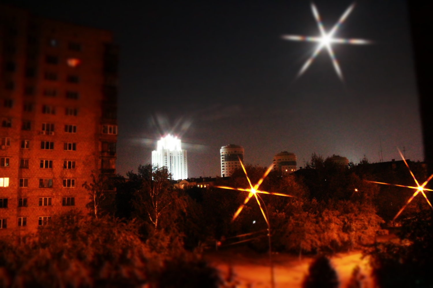 Ночь, улица, луна, фонарь
