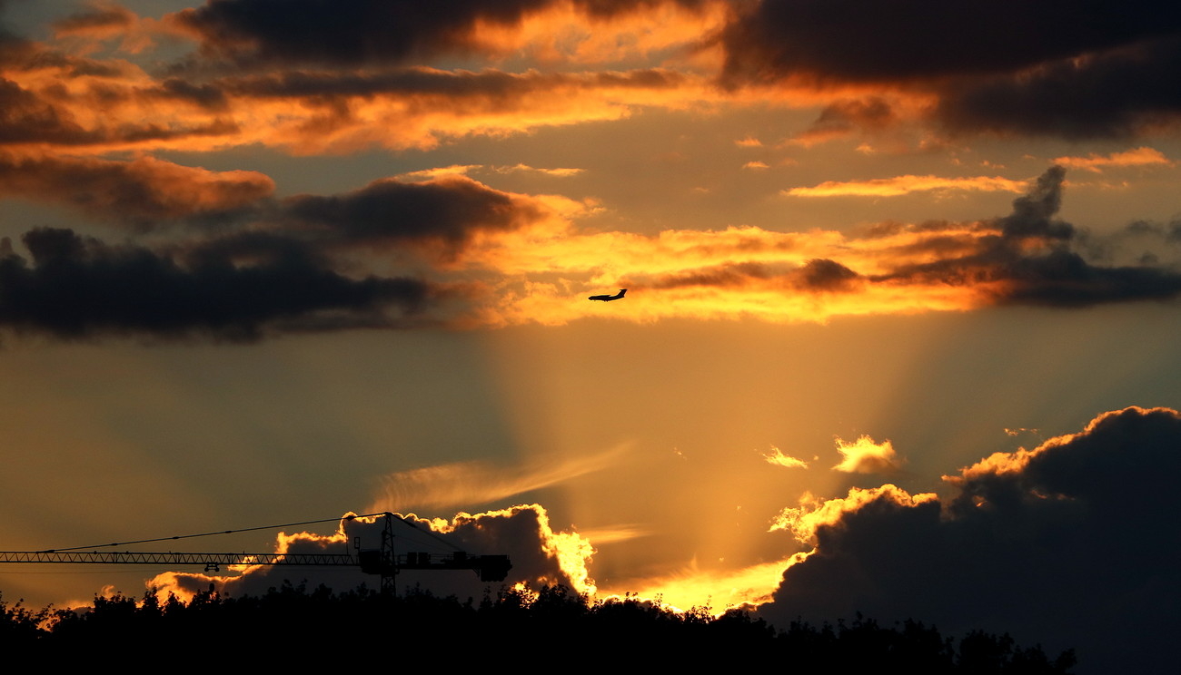 в лучах прожектора