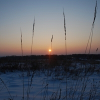 Зимнее поле на закате