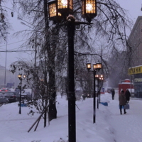 Фонарный столб зимой
