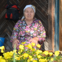 бабушка и желтые цветы