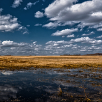 Поле в облаках.