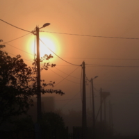  Туманное деревенское утро.