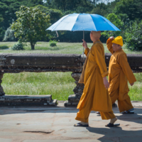 Монахи в желтом под голубым