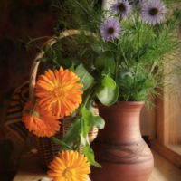 На фоне вязания