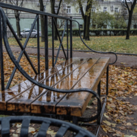 Осенний дождь и мокрая скамейка