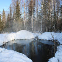 Пар,вода и снег со льдом...