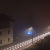 Туманная ночь в итальянской деревне