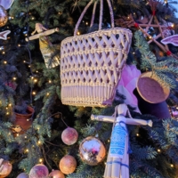 Плетение корзинки полосатое